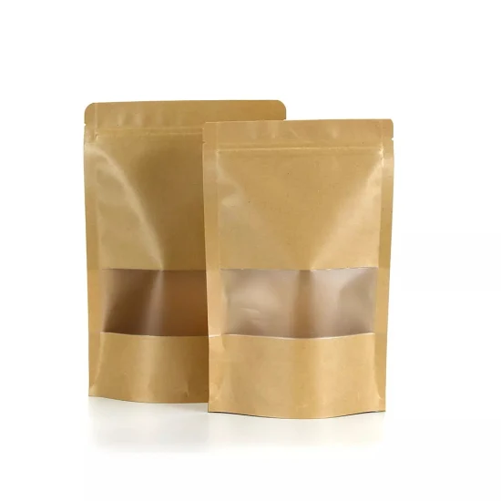 브라운은 창을%s 가진 싼 Doypack Kraft 종이 Zip 음식 부대를 포장하는 관례에 의하여 인쇄된 지플락 주머니 커피를 재생한다